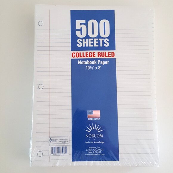 College-Ruled Filler Paper 500 Sheets Norcom - Picture 2 of 10